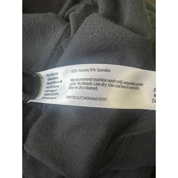 Eileen Fisher Stretch Jersey Knit Round Neck Dress Short Sleeve Pockets Black XL - Picture 16 of 16